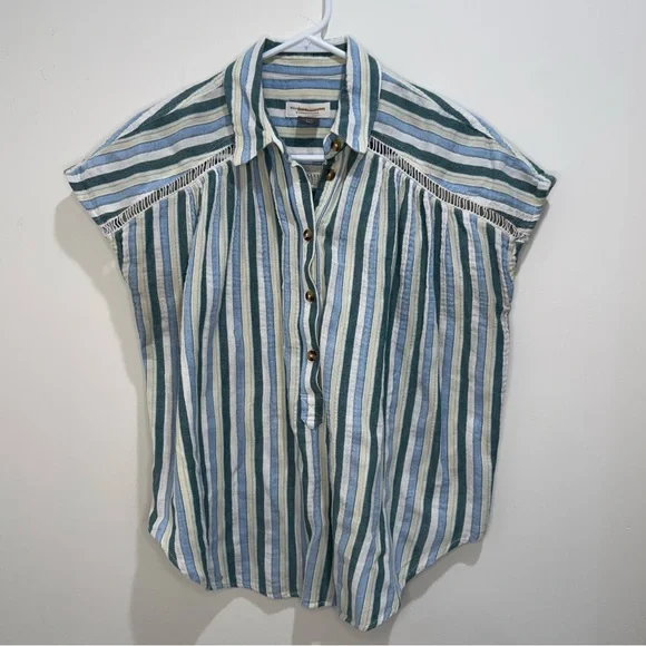 Anthropologie The Serena Surf Henley Blouse by Pilcro Size XS - Picture 1 of 7